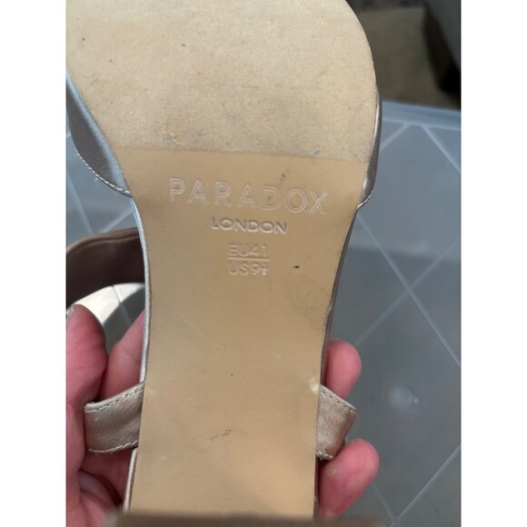 Paradox London Manhattan Satin Block Heel Sandals Rhinestone Bow Detail Sz 9.5 - Picture 6 of 8